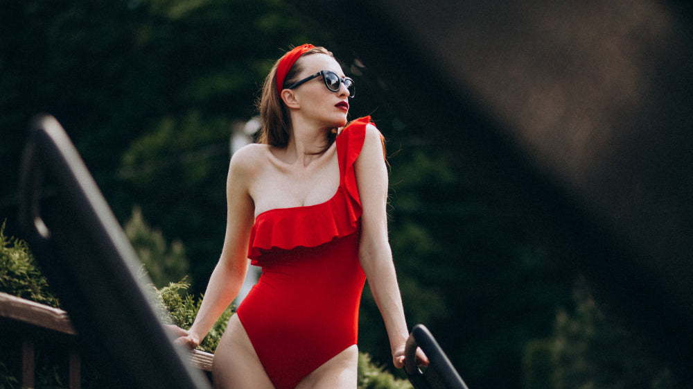 Retro-Badebekleidung im Vintage-Stil.